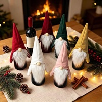 Housses de bouteilles de vin de Noël, décorations de Noël, 6 couleurs, housses de bouteilles de vin en velours sans visage, décorations de table pour le Nouvel An