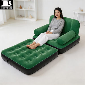 Sofá Cama Inflable Plegable de Lujo, Sillón Inflable Multiusos con Superficie Aterciopelada, Colchón para el Hogar, Camping y Exteriores - Product Image 3