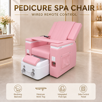 Fauteuil de spa rose avec lumière LED, inclinable, pour massage et manucure, multifonctionnel, vente chaude, luxe, pour salon de pédicure