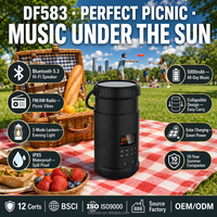 Haut-parleur rétractable DF-583 avec son audio HiFi, lanterne solaire de camping, radio à manivelle et lampe
