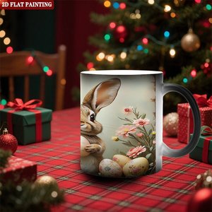 Tasse magique sensible à la chaleur 11oz en céramique noire givrée pour boissons chaudes - Product Image 1