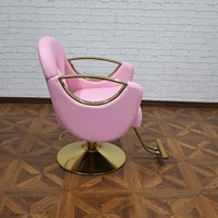 Fauteuil de Barbier Inclinable Moderne en Cuir Synthétique de Luxe avec Pompe Hydraulique Professionnelle et Cadre Doré pour Usage Commercial en Salon