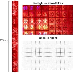 Burymento Christmas Wrapping <b>Paper</b> Holographic Red Snowflake 17 In X 32.8 Ft Metallized Gift <b>Wrap</b> Single Side - Product Image 4