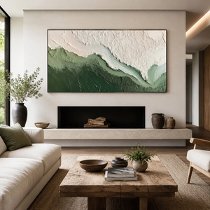 Emerald Horizon Textured Oil Painting Wall Art 3D Handmade Minimalist <b>Canvas</b> Hanging Decor House Hotel Decoration Interior - Product Image 1