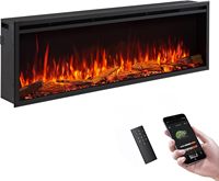 Kalsubo Cheminée électrique intelligente encastrable murale de 60 pouces de large, chauffage 750W 1500W, flamme multicolore, lit de braises, commande vocale