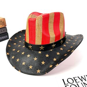 Sombrero de Vaquero Unisex de Paja con Diseño de Bandera Americana, Ala Moldeable, Sombreros para Fiestas Vaqueras de Texas, Actividades al Aire Libre, Viajes de Verano - Product Image 2