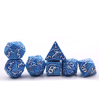 Ensemble de dés de jeu de société à échelle dragon bleu dnd, jeu de dés à bord pointu en métal, prix bas