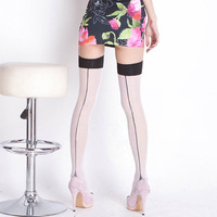 Collant haut de cuisse pour femmes, sous-vêtement noir et blanc, ligne a, Sexy, en maille de résille, couleur chair, idée cadeau de noël
