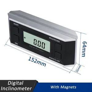 Hộp đo độ nghiêng kỹ thuật số, dụng cụ đo góc, hợp kim nhôm, Phạm vi đo 0-360