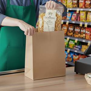 [250 unidades] Bolsas de compras personalizables de papel kraft de 10 x 6.7 x 12 pulgadas con asas, color natural - Product Image 3