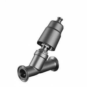 Vanne pneumatique à siège incliné double action en acier inoxydable Covna, raccordement à bride/filetage femelle, joint en PTFE - Product Image 1