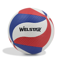 Bola Voli Welstar Ukuran Resmi 5 Berlapis PU Pola Sarang Lebah, Bladder Karet Sentuhan Lembut, Bola Latihan Pertandingan, Logo Kustom OEM