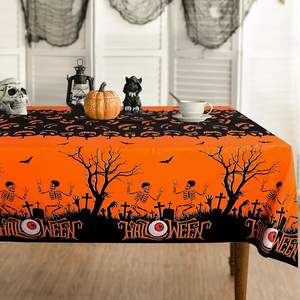 Rectangle Polyester Halloween <b>Tablecloth</b> Indoor Birthday <b>Party</b> Supplies Decorations with Pumpkins for Hotels - Product Image 1