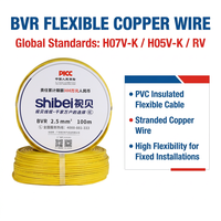 Fil de cuivre souple BVR 99,9 % sans oxygène, isolé en PVC, câble électrique pour le câblage de bâtiments