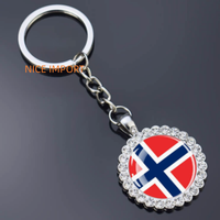Porte-clés fleur en strass drapeau norvégien, très populaire, pour sac à dos, décoration de clés, breloque de portefeuille, souvenir de voyage
