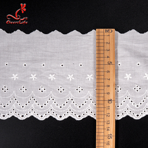 Spitzenfabrik Bestickte 12cm Blumen Weiße Ösen-Dentelle Guipure-Broderie Weiße 100% Baumwolle Broderie Anglaise Spitzenborte Broder - Product Image 2