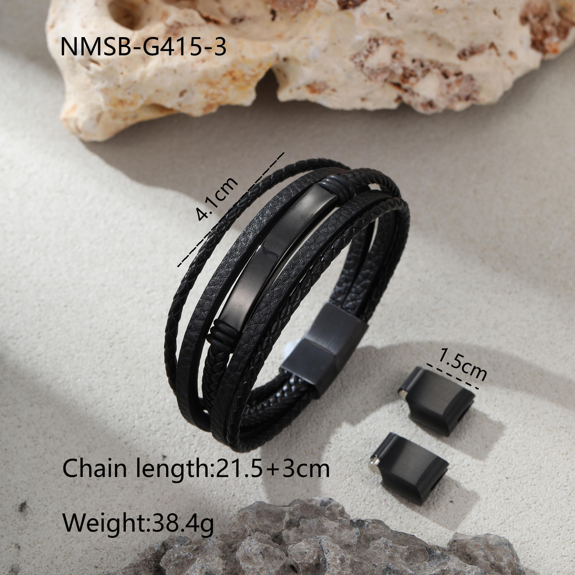 NMSB-G415-3 สร้อยข้อมือสีดำ