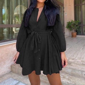 Nouvelle Robe Décontractée Grande <span class=keywords><strong>Taille</strong></span> pour <span class=keywords><strong>Femme</strong></span>, Écologique, d'Été, Courte, Couleur Unie, Manches Longues, en Coton et <span class=keywords><strong>Lin</strong></span>, Mini-Robe à <span class=keywords><strong>Taille</strong></span> Naturelle - Product Image 2
