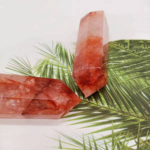Torre de cristal rojo de cuarzo con fuego Natural, cristales curativos, varita de punto - Product Image 3