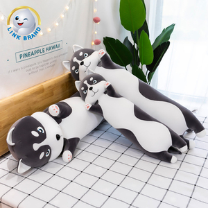 LK Design personnalisé nouvelle mode 70/90/110/130/150cm noir et blanc super doux Long oreiller <span class=keywords><strong>Husky</strong></span> chien jouets en peluche - Product Image 6