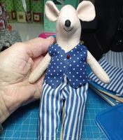 Boneka Tikus Kain Katun Buatan Tangan Boneka Tikus Kerajinan Tikus Mainan Lembut Hadiah untuk Anak Perempuan dengan Gaun dan Pakaian