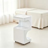 Chariot de rangement roulant polyvalent avec tiroir, chariot utilitaire mobile moderne blanc à 3 niveaux pour salon, spa, salle de bain et maison