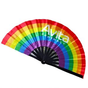 Customized Large 33cm Rainbow Bamboo Folding Hand Fan Portable Party Souvenir Love Flower <b>Basket</b> Blank for Decoration Promotion - Product Image 1