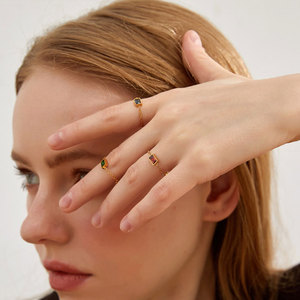 แหวนโซ่ปรับขนาดได้สำหรับผู้หญิง ทำจากสแตนเลสสตีล 316L ชุบทอง 14k 18k ประดับเพชรซิร์คอนอย่างดี ไม่หมองคล้ำ ผลิตตามสั่งจำนวนมาก - Product Image 4