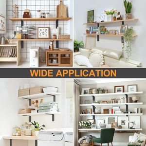 8 인치 헤비 듀티 선반 브래킷, 소박한 L 플로팅 선반 브래킷, 장착 하드웨어가있는 DIY 장식용 벽 선반 브래킷 - Product Image 5