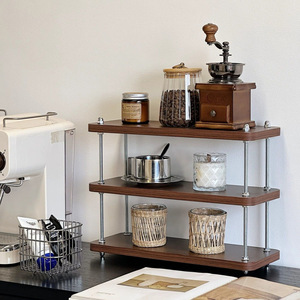 Wooden Adjustable Shelving <b>Unit</b> 3 Tier Standing Home <b>Storage</b> Organizer <b>For</b> Coffee <b>Kitchen</b> Bedroom Living Room - Product Image 2