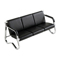 Banc de siège moderne en cuir pour aéroport, canapé 3 places pour passagers, chaise de visiteur pour salle d'attente d'hôpital ou bureau