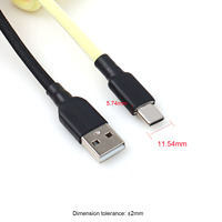 Kabel USB Coiled Type-C Pengisian Cepat Bahan Nilon & Logam 5Pin Gx16 Aviator untuk Keyboard Komputer