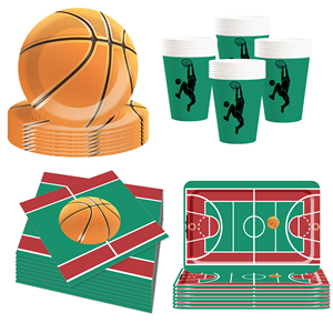 DAMAI - Juego de Platos y Vasos de Papel Desechables con Temática de Baloncesto para Fiestas Infantiles, Artículos para Fiestas de Cumpleaños - Product Image 2