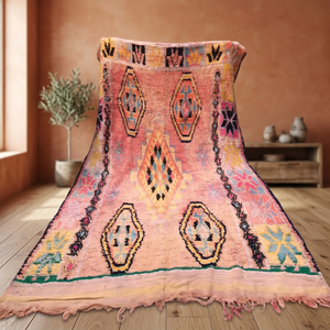 Alfombra Bohemia Rectangular de Lana de Pelo Largo Geométrica Beni Ourain Marroquí Hecha a Mano para Decoración de Sala de Estar - Product Image 4