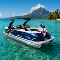 Bateau ponton de luxe en aluminium de 22 pieds, 12 passagers, arche électrique, certifié CE, alimenté par batterie, pour la pêche
