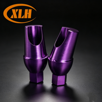 Pilar de implante mecanizado CNC a medida, pilar abierto anodizado en morado