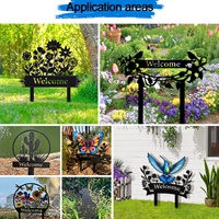 Letrero de jardín personalizado de metal negro con diseño de bienvenida, decorativo, resistente al agua, con marco fuerte, para exteriores, venta al por mayor