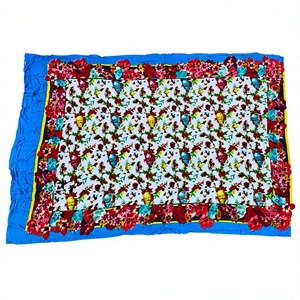 Traditional <b>Sarong</b> Beach Cotton Polyester <b>Sarong</b> With Floral Print Green Border Women's Pareo Asia Pacific Islands Clothing - Product Image 1