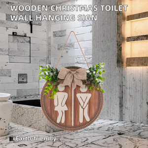 Letrero de puerta decorativo de madera con diseño de animales pintados para baño, estilo rústico, ecológico, para Navidad y graduación, Fujian - Product Image 3