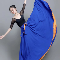 Falda de Danza del Vientre 720, Reversible, Larga, Estilo Swing, Vals, Flamenco Español, Vestido de Salón, Disfraz de Actuación Folclórica Mexicana