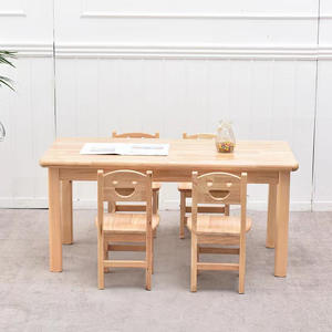 Tables de jardin d'enfants modernes et écologiques, ensemble de chaises, en bois massif, table d'apprentissage pour enfants, table longue, meuble de dessin animé pour atelier - Product Image 4