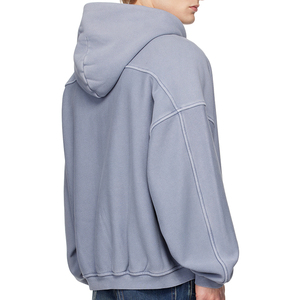 <span class=keywords><strong>Felpa</strong></span> <span class=keywords><strong>con</strong></span> cappuccio oversize grigio chiaro <span class=keywords><strong>con</strong></span> <span class=keywords><strong>cerniera</strong></span> <span class=keywords><strong>con</strong></span> tasche anteriori a costine e orlo per un comodo abbigliamento Casual giacca personalizzata - Product Image 3