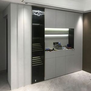 Aimsp European American Style Wine <b>Glass</b> Cabinet Wine Cabinet Wood Dining Room Wall Cabinet - Product Image 4