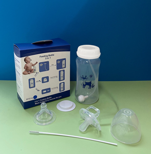 Bouteille d'alimentation pour bébé à large ouverture sans BPA 3 en <span class=keywords><strong>1</strong></span> avec tétine en silicone, <span class=keywords><strong>biberon</strong></span> pour nourrissons nouveau-nés, prix direct d'usine en gros - Product Image 5