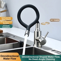 Robinet de cuisine en acier inoxydable durable, flexible, pivotant à 360°, bec col de cygne, en céramique, moderne, minimaliste, à levier unique