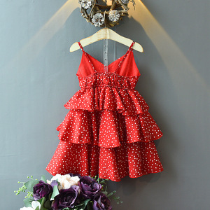 New Product Express Sewing a Sleeveless Korean Party Casual Layered <b>Red</b> Dress for Girl Child Kid - Product Image 2