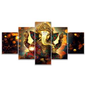 Porcelana de cristal de 5 paneles de alta calidad pintada con retratos de dioses hindúes en lienzo <span class=keywords><strong>cuadros</strong></span> de pared impresos <span class=keywords><strong>para</strong></span> decoración del hogar - Product Image 6