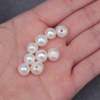 Perles de pierres précieuses en vrac pour bricolage, grandes perles d'eau douce naturelles blanches de 7-8 mm avec trou de 1,5 mm, 100 % naturelles