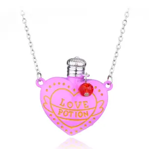 Simple Fashion Dainty Gold Plated Love Potion Bali Necklace Heart Medicine Bottle Pendant Necklace For Valentine's Day Gifts