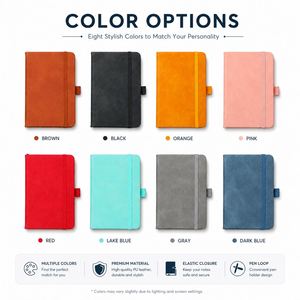 Carnet de notes A6 personnalisé avec logo, en cuir PU, style minimaliste tendance, idéal pour les étudiants, avec fermeture élastique - Product Image 5